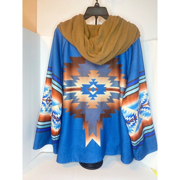 Southwestern Print Hooded Multicolor Sz S Jacket - Picture 10 of 16